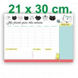 Pizarra Planner Organizador Imantado Modelo "Gatos" Tamaño A4