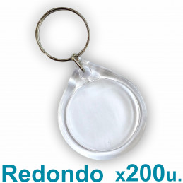 Llavero Redondo x200u. 3.3 cm. Acrílico Transparente P/ Foto Publicidad