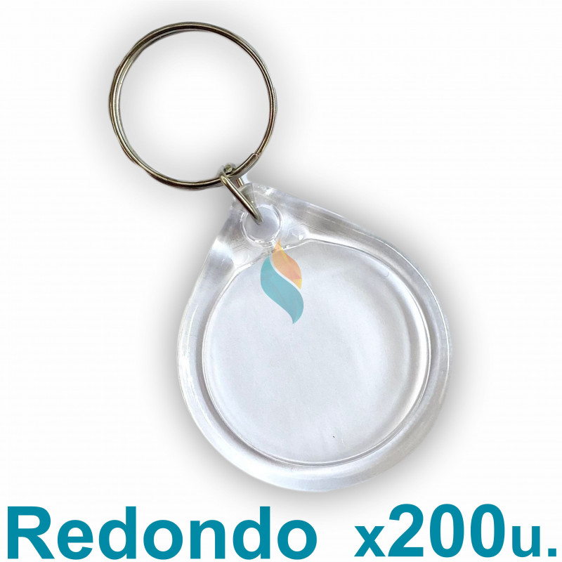 Llavero Redondo x200u. 3.3 cm. Acrílico Transparente P/ Foto Publicidad