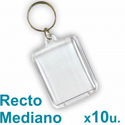 Llavero Recto x10 u. 3,5x4,5 cm. Acrílico Transparente P/ Foto Publicidad