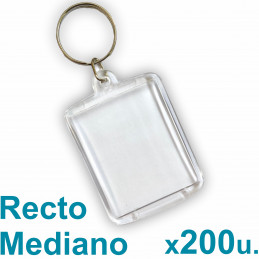 Llavero Recto x200 u. 3,5x4,5 cm. Acrílico Transparente P/ Foto Publicidad