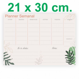 Pizarra Planner Organizador Imantado Modelo "Selva" 21 x 30 cm.