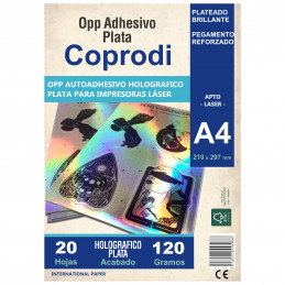 Vinilo Opp Holografico Plata Autoadhesivo A4 20 hojas - Coprodi
