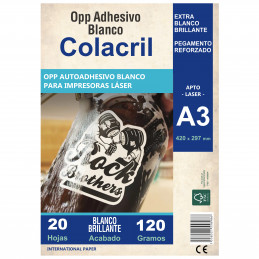 Vinilo Opp Blanco Brillante Autoadhesivo Vinilo A3 20 hojas - Colacril