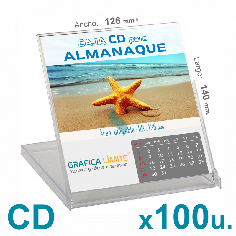 Caja CD Porta Calendario / Almanaque BULTO x100 u. Acrílica Plástica