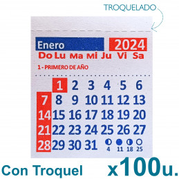 Almanaque 2024 Calendario Mignon Mensual 5.5x5 cm. Con Troquelado x100u.