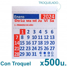 Almanaque 2024 Calendario Mignon Mensual 5.5x5 cm. Con Troquelado x500u.