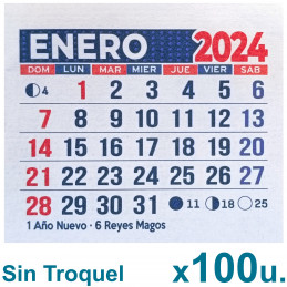 Almanaque 2024 Calendario Mignon Mensual 5x5 cm. Sin Troquelado x100u.