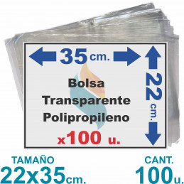 Bolsas Polipropileno 22x35cm. x100 u. Transparentes