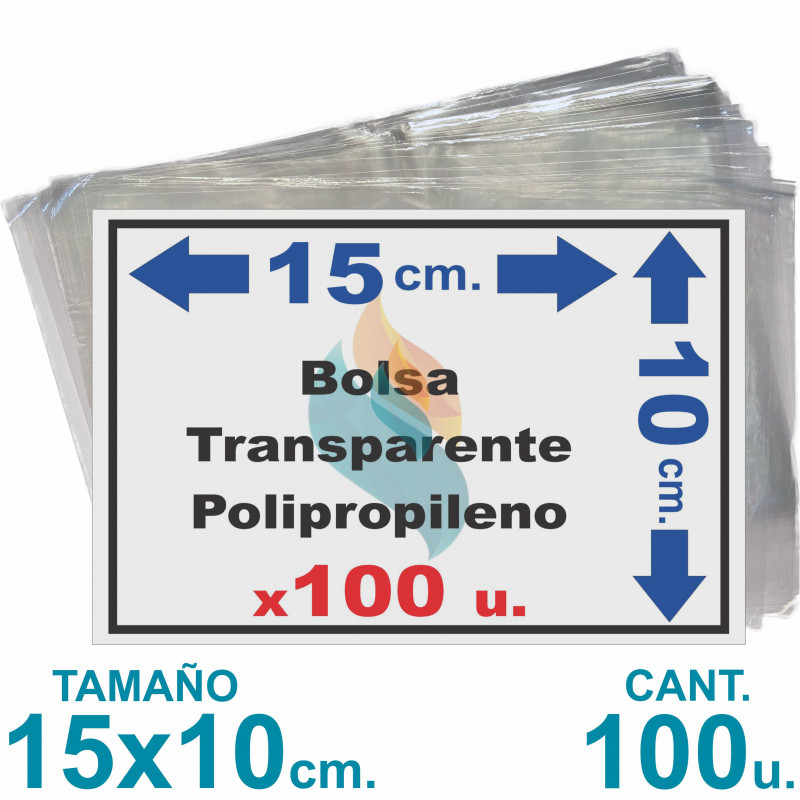 Bolsas Polipropileno 10x15cm. x100 u. Transparentes