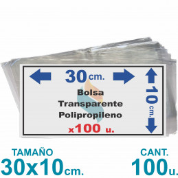 Bolsas Polipropileno 10x30cm. x100 u. Transparentes