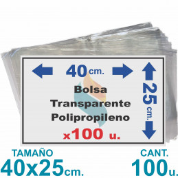 Bolsas Polipropileno 25x40cm. x100 u. Transparentes