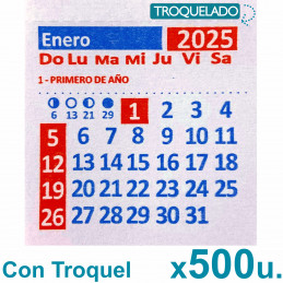 Almanaque 2025 Calendario Mignon Mensual 5.5x5 cm. Con Troquelado x500u.