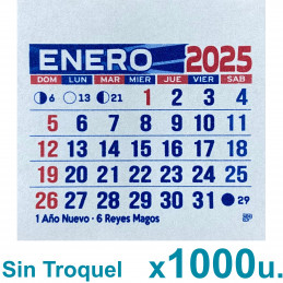 Almanaque 2025 Calendario Mignon Mensual 5x5 cm. Sin Troquelado x1000u.