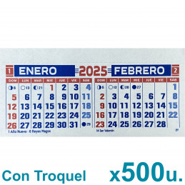 Almanaque 2025 Calendario Mignon Bi Mensual 14x8 cm. Con Troquelado x500u.