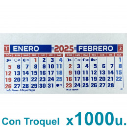 Almanaque 2025 Calendario Mignon Bi Mensual 14x8 cm. Con Troquelado x1000u.