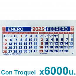 Almanaque 2025 Calendario Mignon Bi Mensual 14x8 cm. Con Troquelado x6000u. PRECIO MAYORISTA