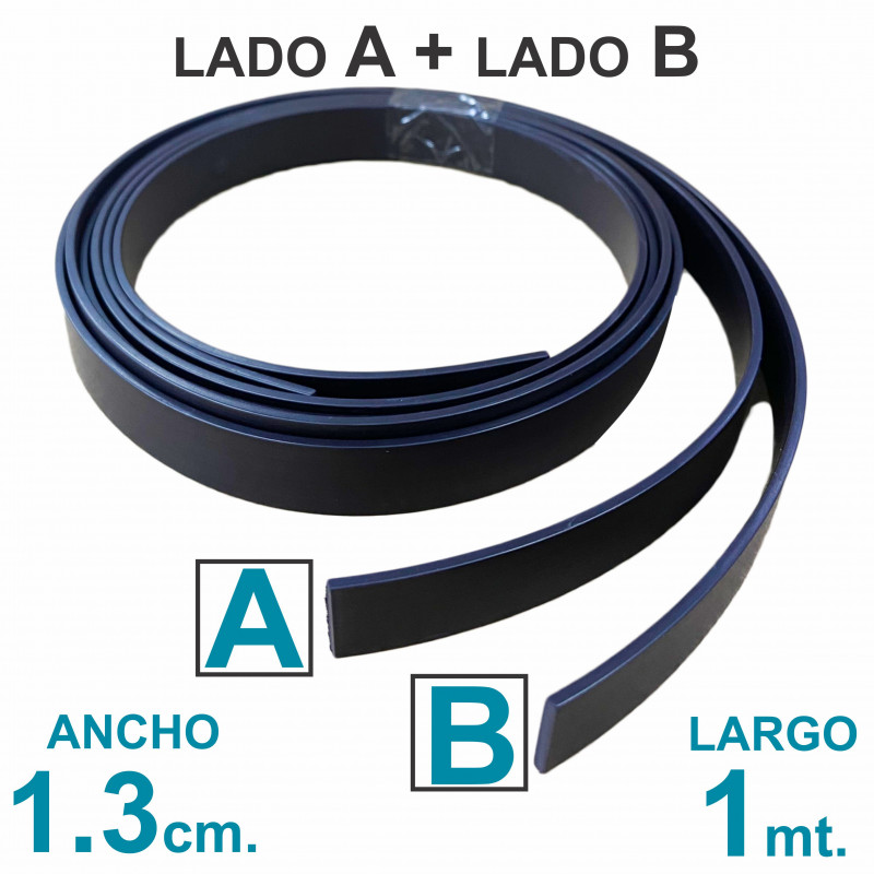 Tira imán Sin Autoadhesivo Lado A + Lado B 1 mt. x 1.3 cm. Grosor 2mm