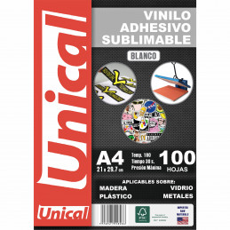 Vinilo Sublimable Blanco Autoadhesivo Brillante A4 x10 u. Unical