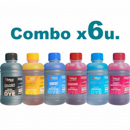 Tinta DYE Fotográfica Comercial Global Electronic Combo x 6 u. 250 ml. c/u para Sistema Continuo Epson, Hp, Brother