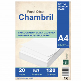 Papel Opalina Lisa Chambril A4 120 gr. 20 hojas