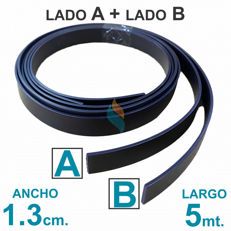 Tira imán Sin Autoadhesivo Lado A + Lado B 5 mts. x 1.3 cm. Grosor 2mm