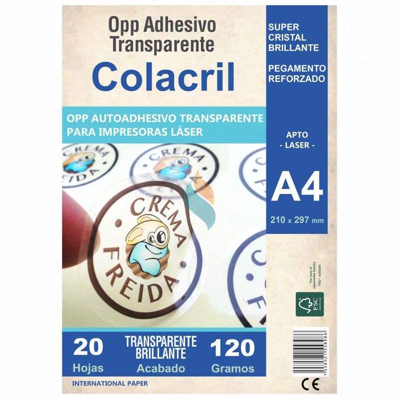 Vinilo Opp Transparente Autoadhesivo A4 20 hojas - Colacril