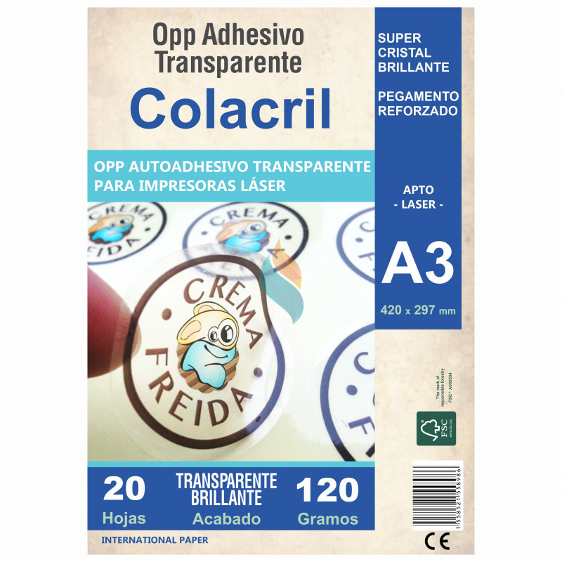 Vinilo Opp Transparente Autoadhesivo A3 20 hojas - Colacril
