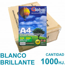 Vinilo Blanco Reluciente Autoadhesivo A4 Fotográfico x 1000 hojas - Global PRECIO MAYORISTA
