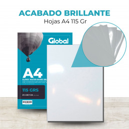 Papel Fotográfico Autoadhesivo A4 115 gr. Brillante x 20 hojas - Global
