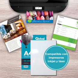 Papel Fotográfico Autoadhesivo A4 115 gr. Brillante x 20 hojas - Global