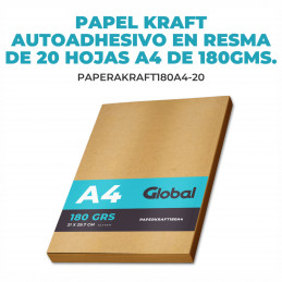Papel Kraft Misionero Autoadhesivo A4 x20 hjs. Madera Marrón 80 gr. GLOBAL