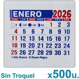 Almanaque 2026 Calendario Mignon Mensual 5x5 cm. Sin Troquelado x500u.