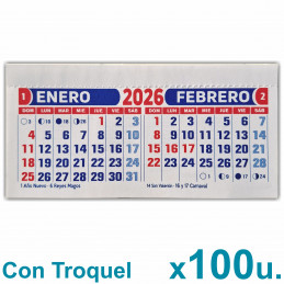 Almanaque 2026 Calendario Mignon Bi Mensual 14x8 cm. Con Troquelado x100u.