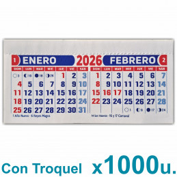 Almanaque 2026 Calendario Mignon Bi Mensual 14x8 cm. Con Troquelado x1000u.