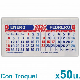 Almanaque 2026 Calendario Mignon Bi Mensual 14x8 cm. Con Troquelado x50u.