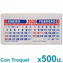 Almanaque 2026 Calendario Mignon Bi Mensual 14x8 cm. Con Troquelado x500u.