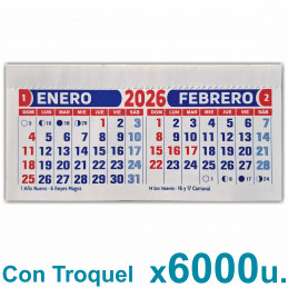 Almanaque 2026 Calendario Mignon Bi Mensual 14x8 cm. Con Troquelado x6000u. PRECIO MAYORISTA