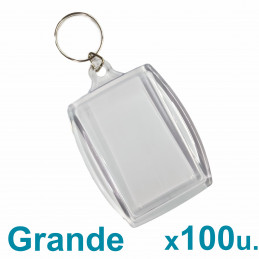 Llavero Acrílico 6x4cm. Grandes x100 u. Transparentes para foto / publicidad PRECIO MAYORISTA