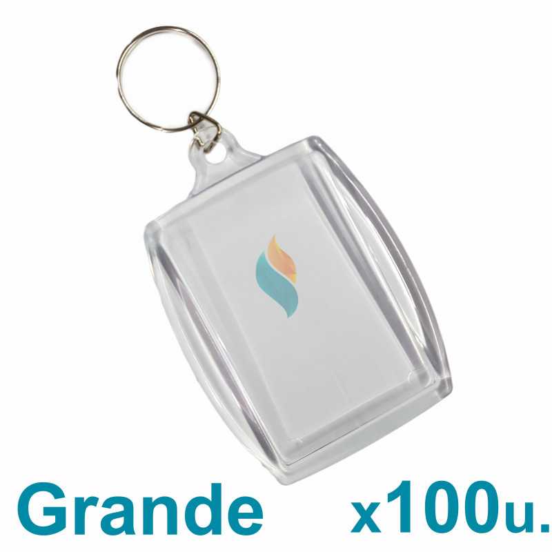 Llavero Acrílico 6x4cm. Grandes x100 u. Transparentes para foto / publicidad PRECIO MAYORISTA