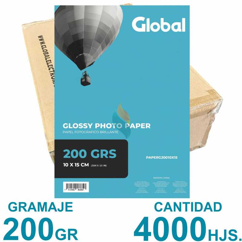 Fotográfico 10x15cm 200 gr. Brillante x 4000 hojas - Global Precio MAYORISTA