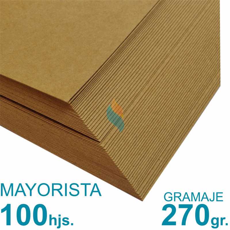 Papel Kraft Misionero 120 x 85cm. 270 gr. Madera Marrón Precio Mayorista. x100 hojas