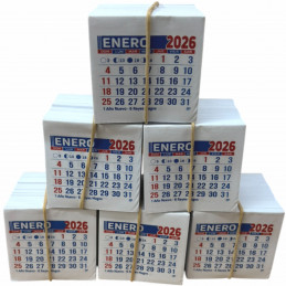 Almanaque 2026 Calendario Mignon Mensual 5x5 cm. Sin Troquelado x100u.
