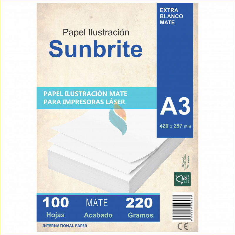 Papel Ilustración Mate A3 220 gr. 100 hojas
