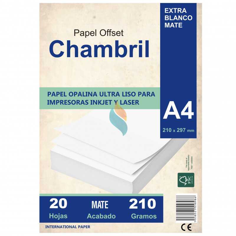 Papel Opalina Lisa Chambril A4 210 gr. 20 hojas