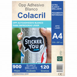 Vinilo Opp Blanco Brillante Autoadhesivo A4 900 hojas - BULTO CERRADO - Colacril