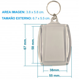 Llaveros Acrílicos 6x4cm. Grandes Transparentes x50 u. para foto / publicidad