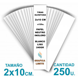 Tiras Olfativas Blancas Test Perfumes 2x10 cm. 240 gr. x250
