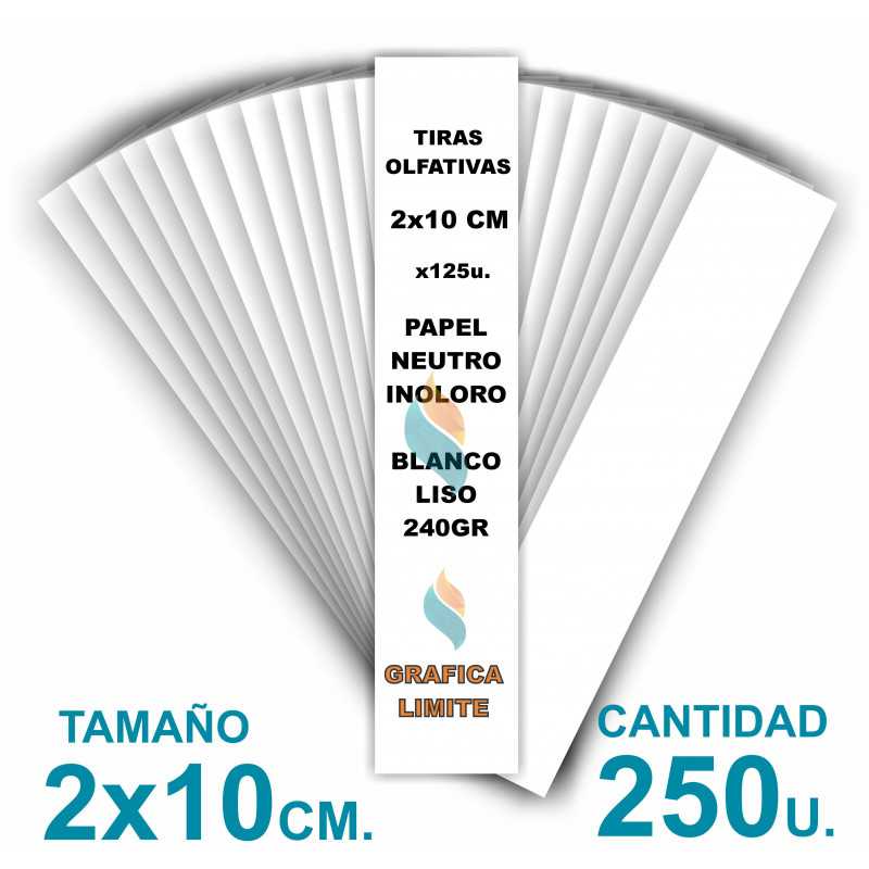 Tiras Olfativas Blancas Test Perfumes 2x10 cm. 240 gr. x250