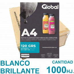 Vinilo Blanco Reluciente Autoadhesivo A4 Fotográfico x 1000 hojas - Global PRECIO MAYORISTA